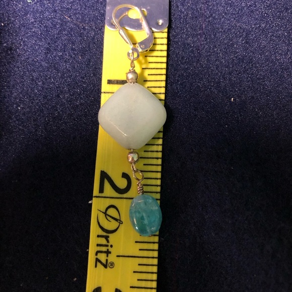 Handcrafted Sterling silver earrings with apatite & chalcedony stones - Picture 4 of 6